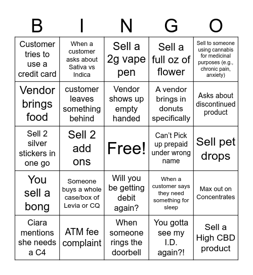 Bingo Bongo Bingo Card