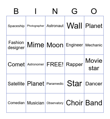 Open House Bingo Card
