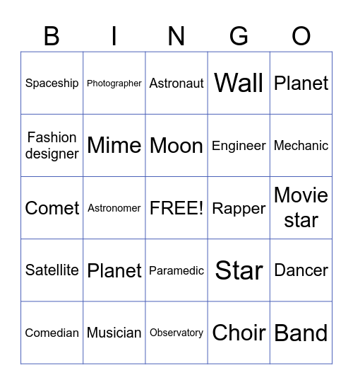 Open House Bingo Card
