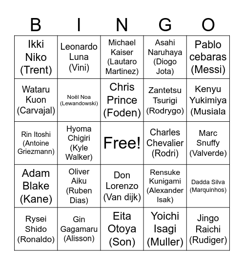 FIFA BINGO Card
