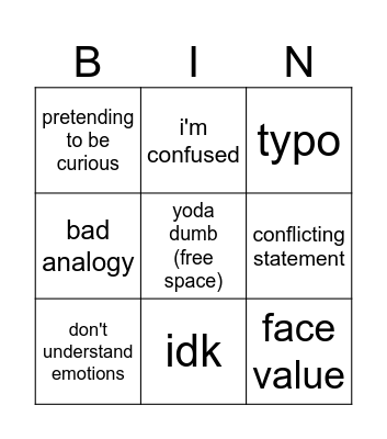 yoda bingo Card