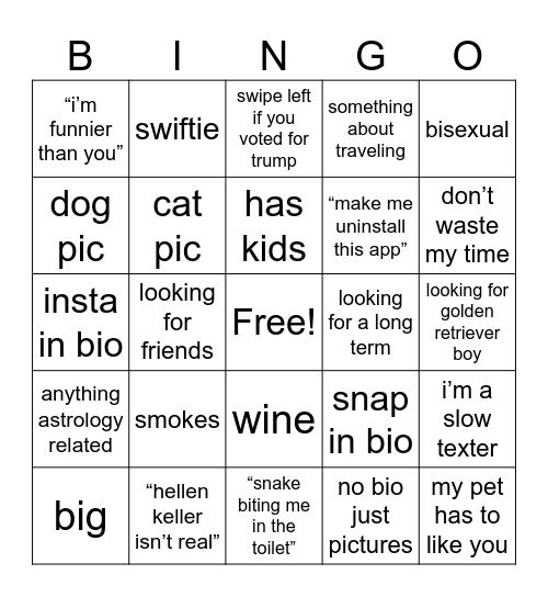 hinge bingo 3.0 Bingo Card