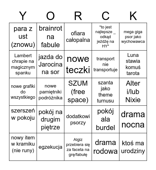 HY lato 25 Bingo Card
