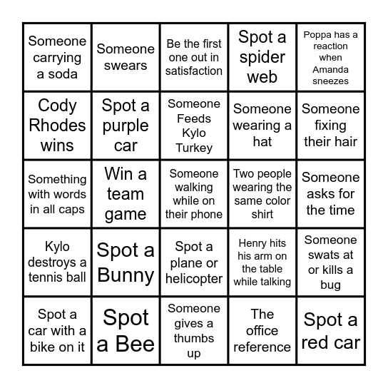 Leonards Bingo Card