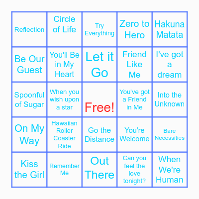 Disney Bingo Card