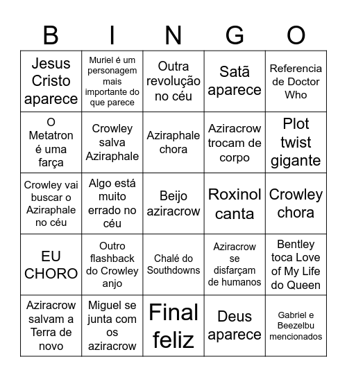 GOOD OMENS 3 Bingo Card
