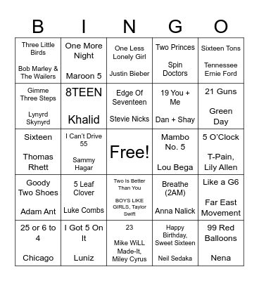 Bingo by the Numbers Bingo Card