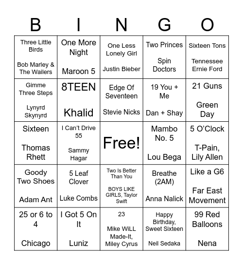 Bingo by the Numbers Bingo Card