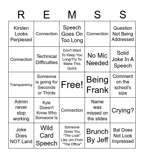 Final Staff Meeting Bingo Card