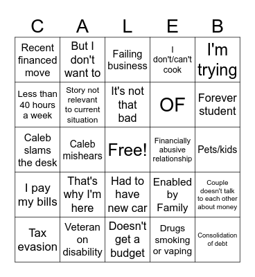 Financial Audit Bingo Card