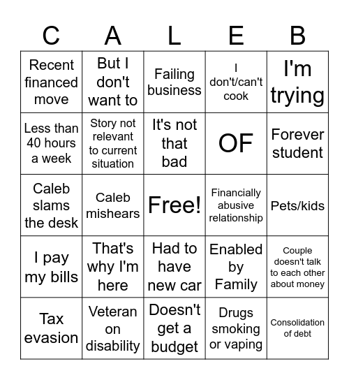 Financial Audit Bingo Card