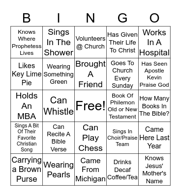 LBCI Women's Gathering Bingo Card