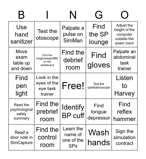 SPE Lab/Simulation BINGO Card