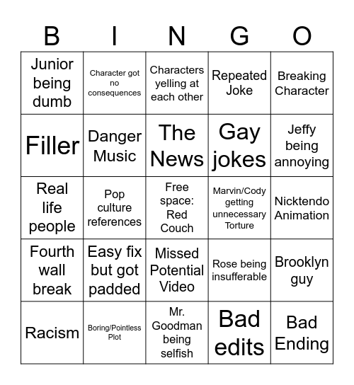 SML Bingo Card