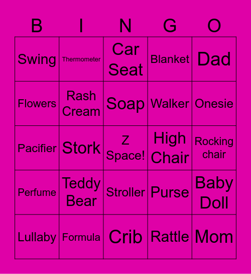 Baby Bingo 2025 Bingo Card