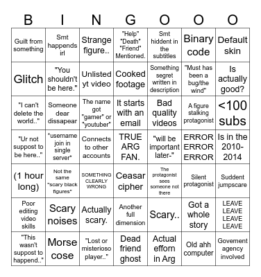 Real Arg Minecraft Bingo Card