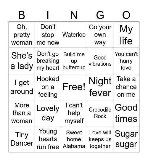 Feel Good Classics Bingo Card