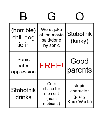 SWONIC MOVIE TWOPES Bingo Card