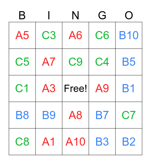 ABC Bingo 1年 Bingo Card