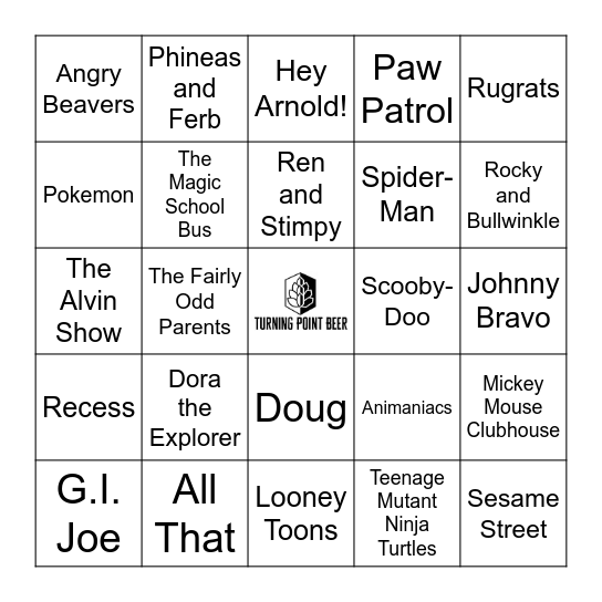 TV Theme Songs: Kids & Cartoons Bingo Card