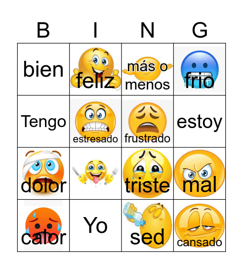 Emociones I Bingo Card