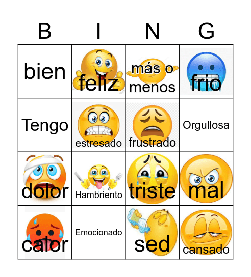 Emociones Bingo Card