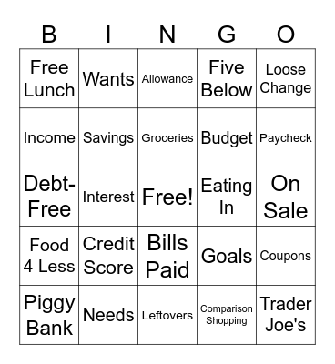 Budgeting 101 Bingo Card