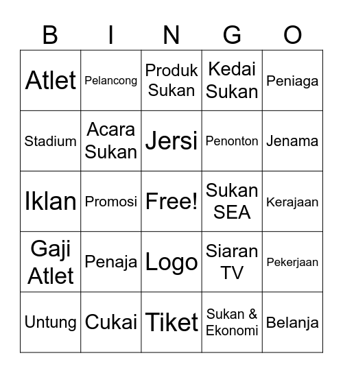 sukan dan ekonomi Bingo Card