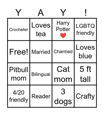 About me Bingo Card