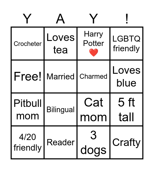About me Bingo Card