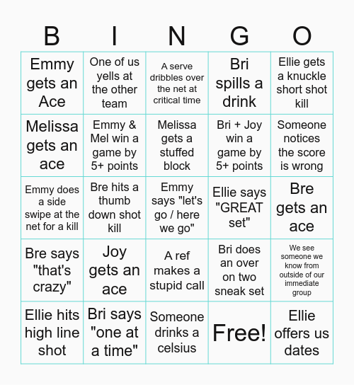 Emmy's Birthday VB Bingo! Bingo Card