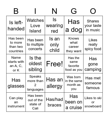 Icebreaker Bingo: RISE Edition Bingo Card