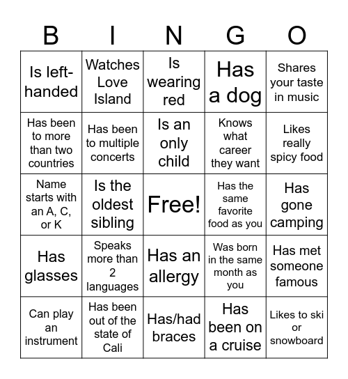 Icebreaker Bingo: RISE Edition Bingo Card