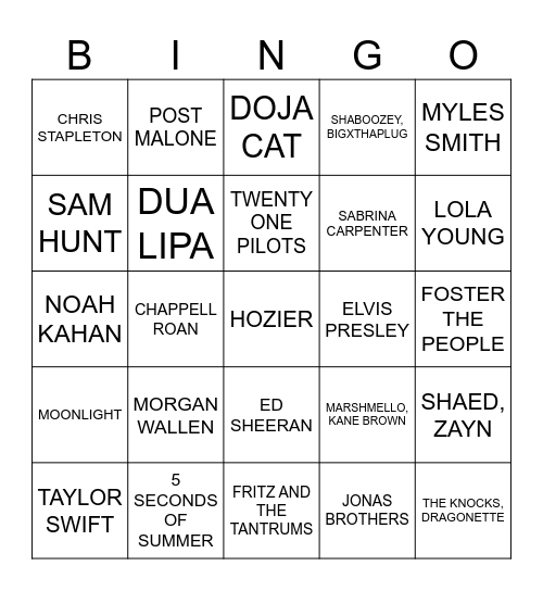 B.I.N.G.O. BANGERS - GAME #2 Bingo Card