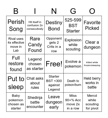 Kaizo Ironmon Bingo Card