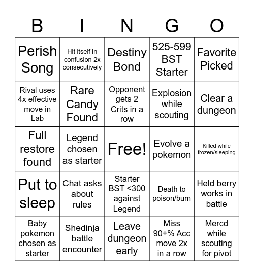 Kaizo Ironmon Bingo Card