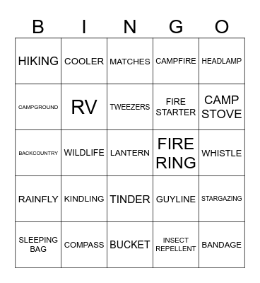 CAMPING Bingo Card