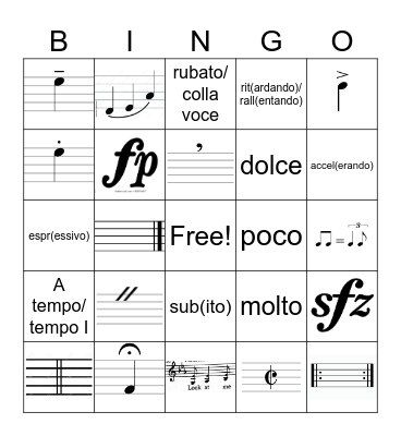 Senior (AB) Music Theory Bingo Card