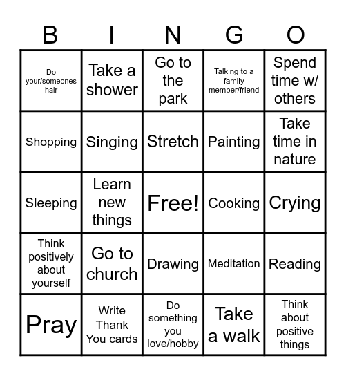 Coping Bingo 3 Bingo Card