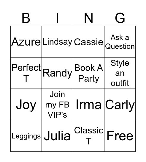 Holiday Shopping Fun Bingo Card