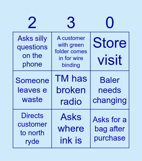 Officeworks Bingo Card