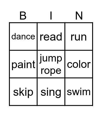 English Review Bingo Card