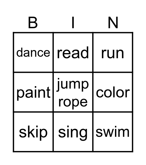 English Review Bingo Card