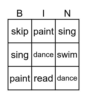 English Review Bingo Card