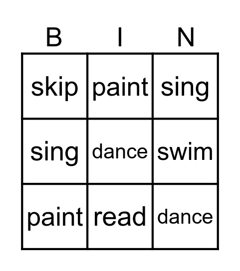 English Review Bingo Card