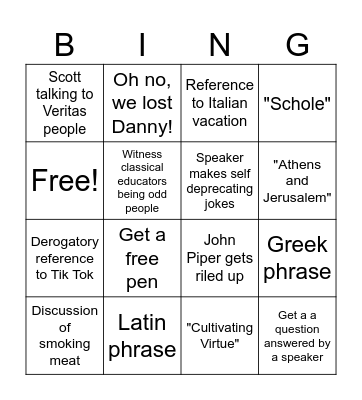 SCL 2025 Bingo Card