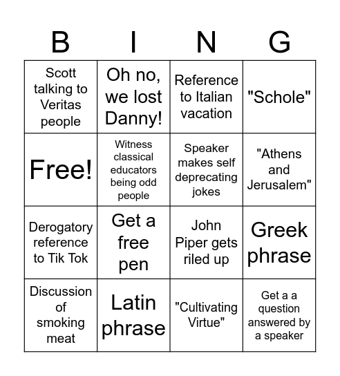 SCL 2025 Bingo Card