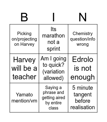 Mr Tissera Bingo Card
