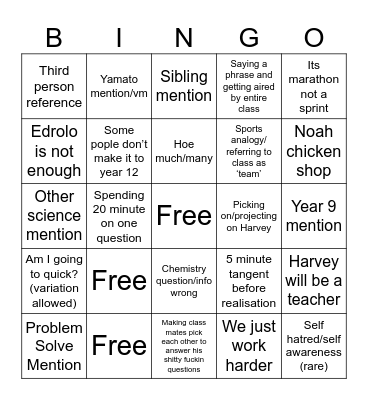 Mr Tissera Bingo Card