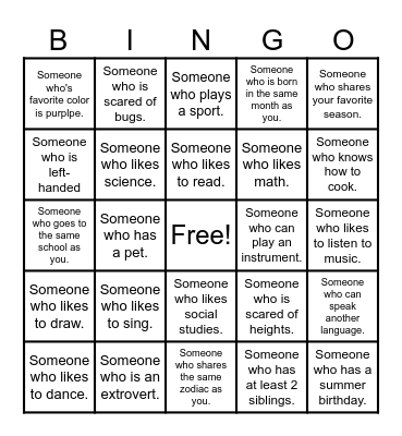 Ice Breaker Bingo Card